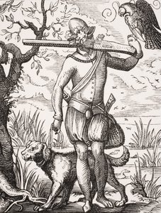 ポールラクロワ（1806-84）による「ルモヤンエイジエラルネッサンス」からのヨーストアンマン（1539-91）の彫刻の後、1847年に出版されたドイツの鷹匠 作： French School